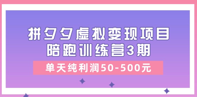 某收费培训《拼夕夕虚拟变现项目陪跑训练营3期》单天纯利润50-500元-九源吧网赚