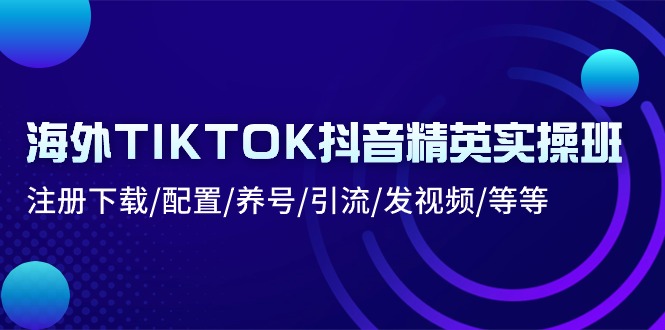 海外TIKTOK抖音精英实操班：注册下载/配置/养号/引流/发视频/等等-九源吧网赚