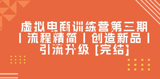 虚拟电商训练营第三期丨流程精简丨创造新品丨引流升级 [完结]-九源吧网赚学院