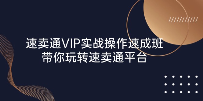 速卖通 VIP实战操作-速成班，带你玩转速卖通平台（23节）-九源吧网赚学院