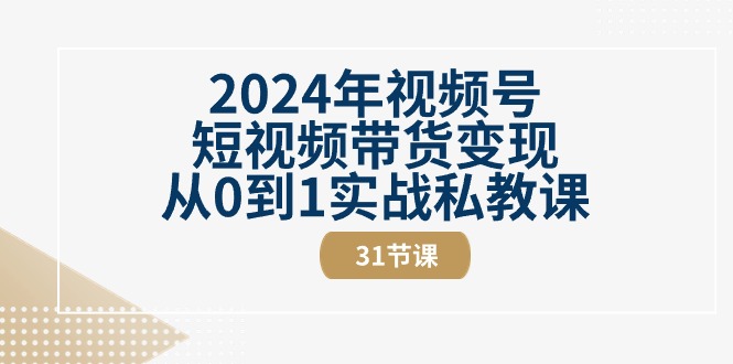 2024年视频号短视频带货变现从0到1实战私教课（31节视频课）-九源吧网赚