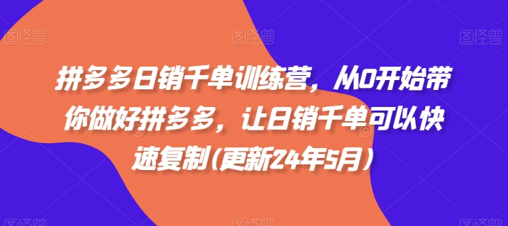 拼多多日销千单训练营，从0开始带你做好拼多多，让日销千单可以快速复制(更新24年5月)-九源吧资源站