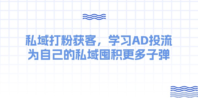 某收费课：私域打粉获客，学习AD投流，为自己的私域囤积更多子弹-九源吧网赚