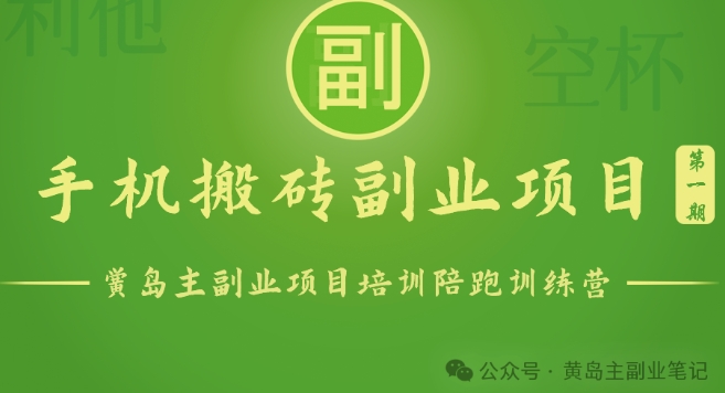 手机搬砖小副业项目训练营1.0，实测1小时收益50+，一部手机轻松日入100+-九源吧网赚