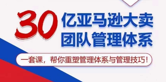 30亿 亚马逊 大卖团队管理体系，一套课，帮你重塑管理体系与管理技巧-九源吧网赚