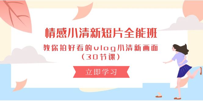 情感 小清新短片-全能班，教你拍好看的vlog小清新画面 (30节课)-九源吧网赚