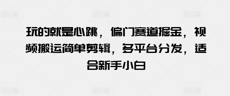 玩的就是心跳，偏门赛道掘金，视频搬运简单剪辑，多平台分发，适合新手小白【揭秘】-九源吧网赚