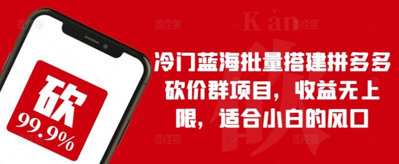 冷门蓝海批量搭建拼多多砍价群项目，收益无上限，适合小白的风口【揭秘】-九源吧资源站