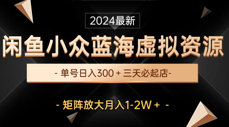 闲鱼蓝海项目：小众虚拟资源，三天必起店，轻松日入300+-九源吧资源站