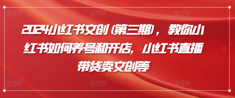 2024小红书攻略(第三期)，从养号到直播带货，解锁文创产业新玩法-九源吧网赚