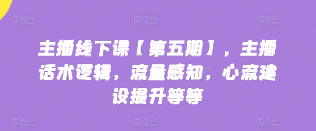 主播线下课【第五期】，主播话术逻辑，流量感知，心流建设提升等等-九源吧网赚