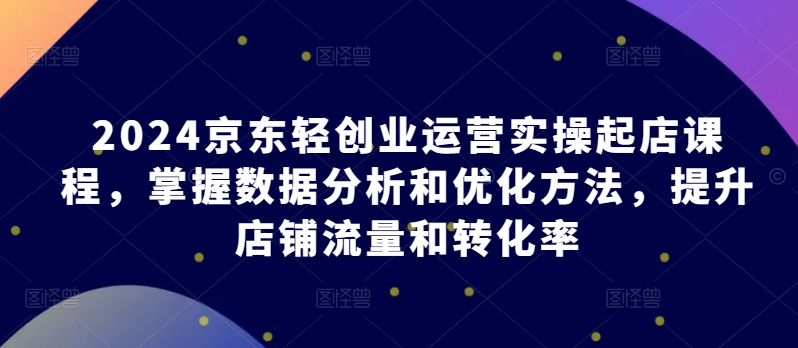 2024京东轻创业运营实操起店课程，掌握数据分析和优化方法，提升店铺流量和转化率-九源吧网赚