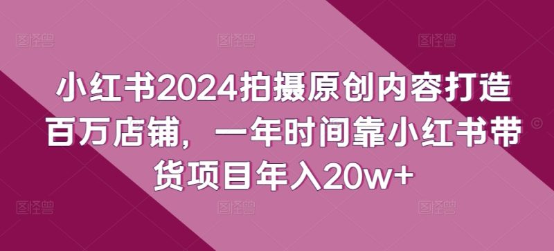 小红书2024拍摄原创内容打造百万店铺，1年时间靠小红书带货项目年入20W+-九源吧网赚