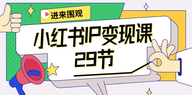 2024年小红书IP变现大揭秘：：开店/定位/IP变现/直播带货/爆款打造/涨价秘诀/等等/29节-九源吧网赚学院
