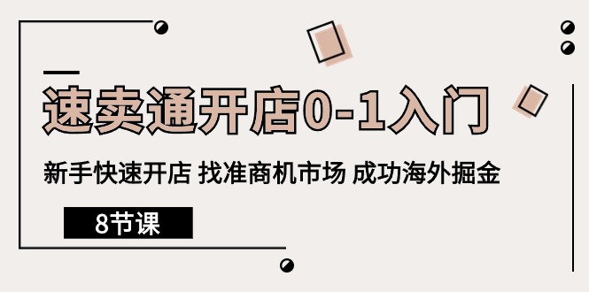 跨境电商速卖通开店0-1入门，新手快速开店 找准商机市场 成功海外掘金（8节课）-九源吧网赚