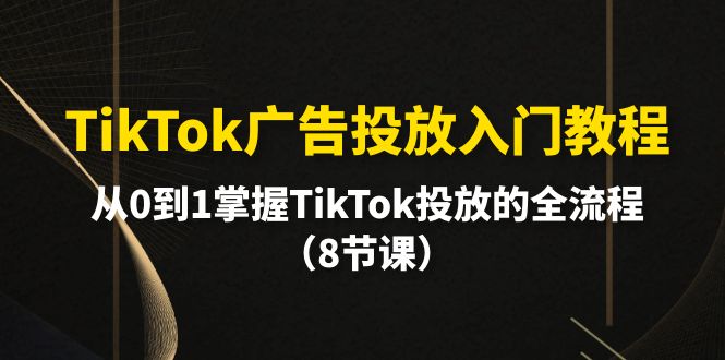 TikTok广告投放入门教程，从0到1掌握TikTok投放的全流程（8节课）-九源吧资源站