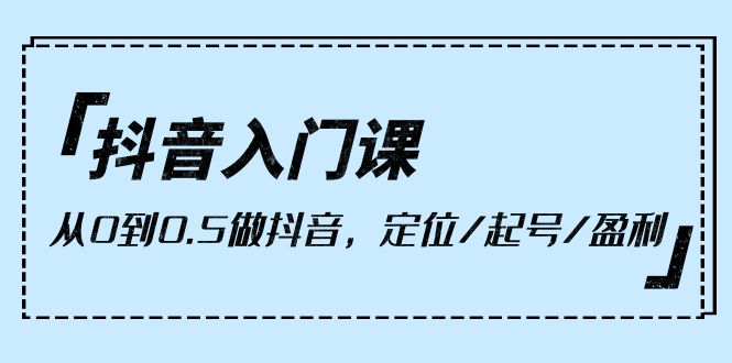 小白抖音入门课，从0到0.5做抖音，定位/起号/盈利（9节课）-九源吧网赚