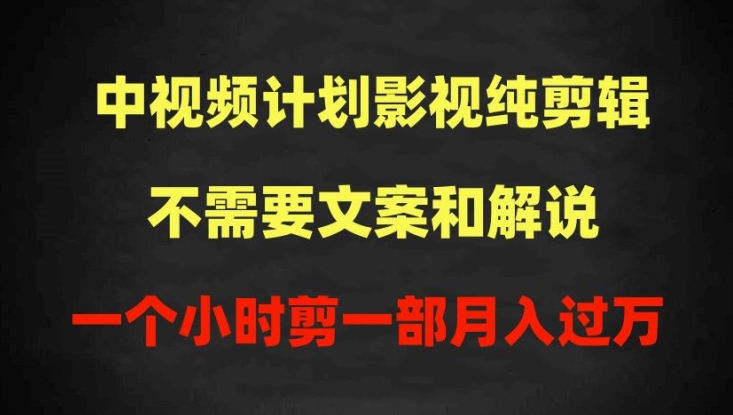 影视纯剪辑中视频计划，不需要文案和解说，1个小时剪1部，100%过原创月入过万【揭秘】-九源吧网赚