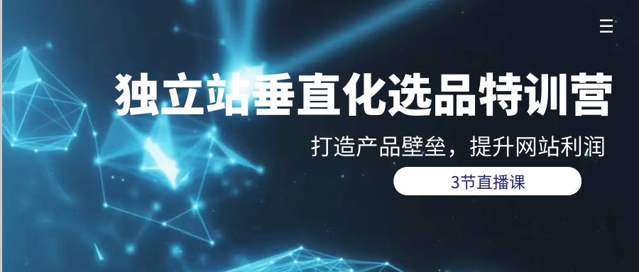独立网站垂直化选品训练营，打造产品壁垒，提升网站利润（3节直播课）-九源吧网赚