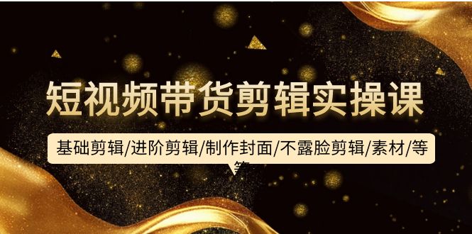 短视频带货剪辑实操课：基础剪辑/进阶剪辑/制作封面/不露脸剪辑/素材/等等-九源吧网赚