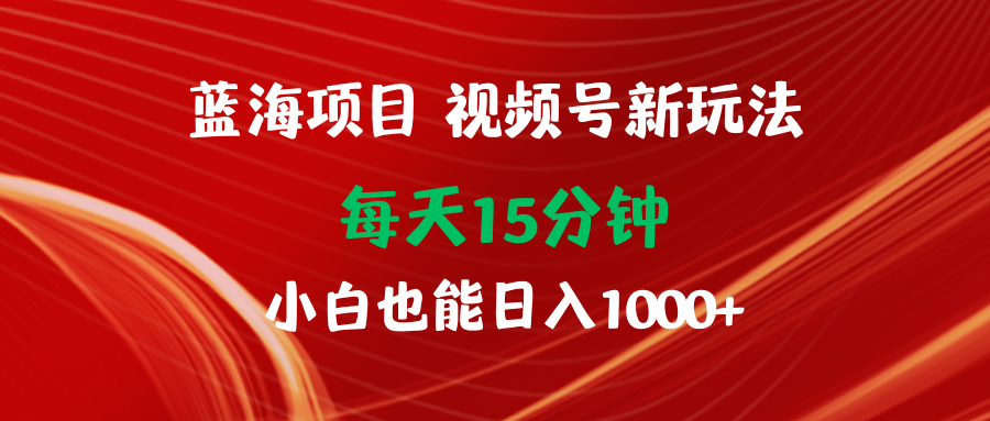 蓝海项目视频号新玩法 每天15分钟 小白也能日入1000+-九源吧网赚学院
