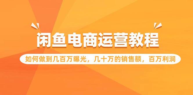 闲鱼电商运营教程：如何做到几百万曝光，几十万的销售额，百万利润-九源吧网赚