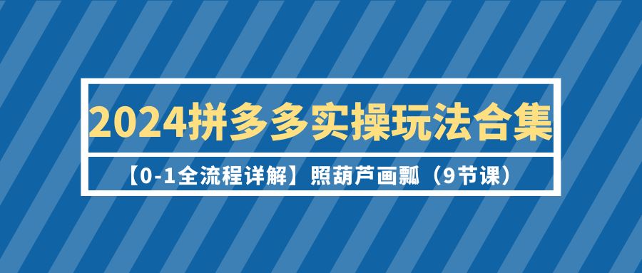 2024年拼多多运营实操玩法合集【0-1全流程详解】照葫芦画瓢（9节课）-九源吧网赚