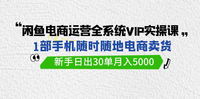 闲鱼电商运营全系统VIP实战课，1部手机随时随地卖货，新手日出30单月入5000-九源吧网赚