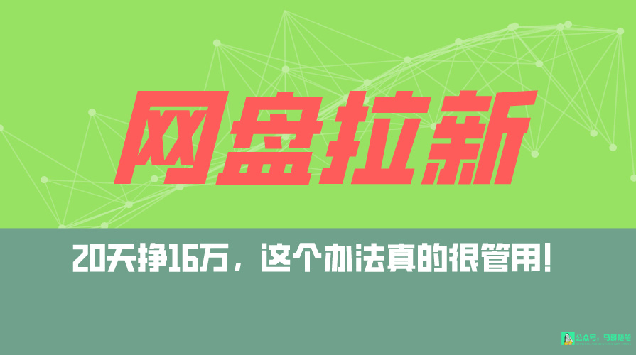 网盘拉新+私域全自动玩法，0粉起号，小白可做，当天见收益，已测单日破5000-九源吧网赚