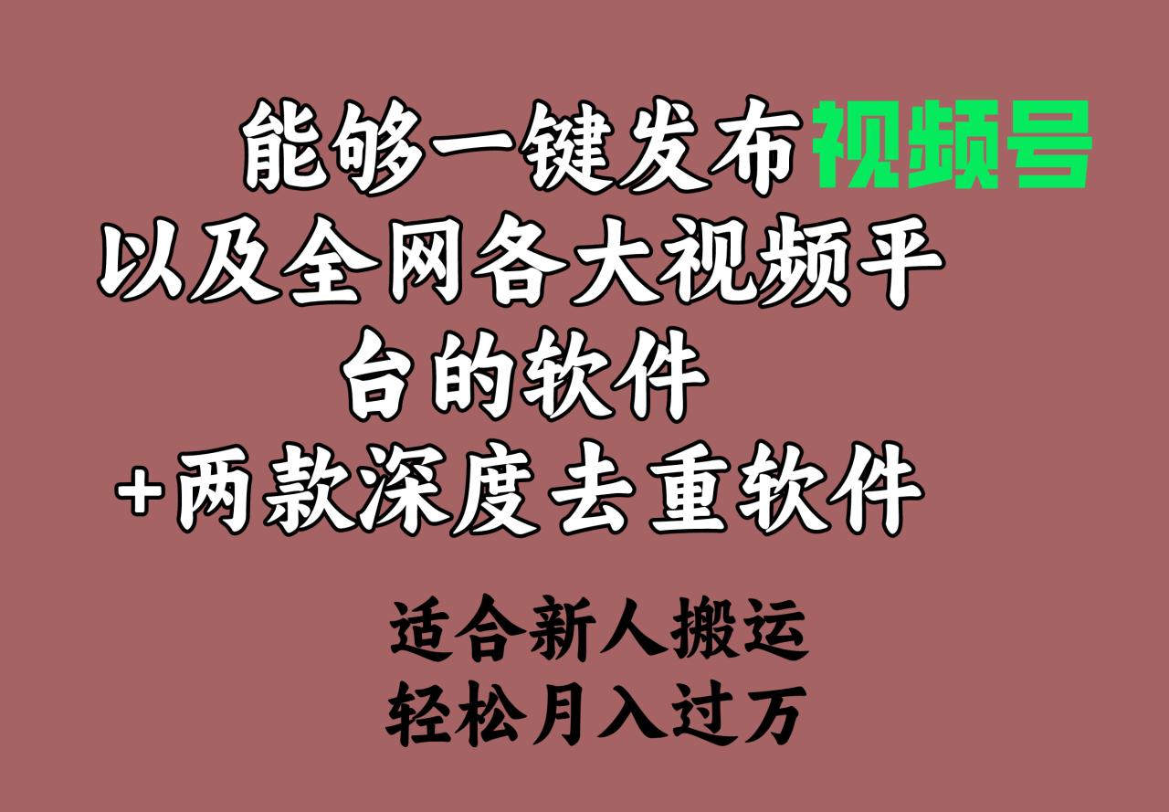能够一键发布视频号以及全网各大视频平台的软件+两款深度去重软件-九源吧网赚