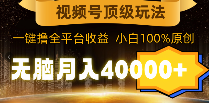 视频号顶级玩法，无脑月入40000+，一键撸全平台收益，纯小白也能100%原创-九源吧资源站