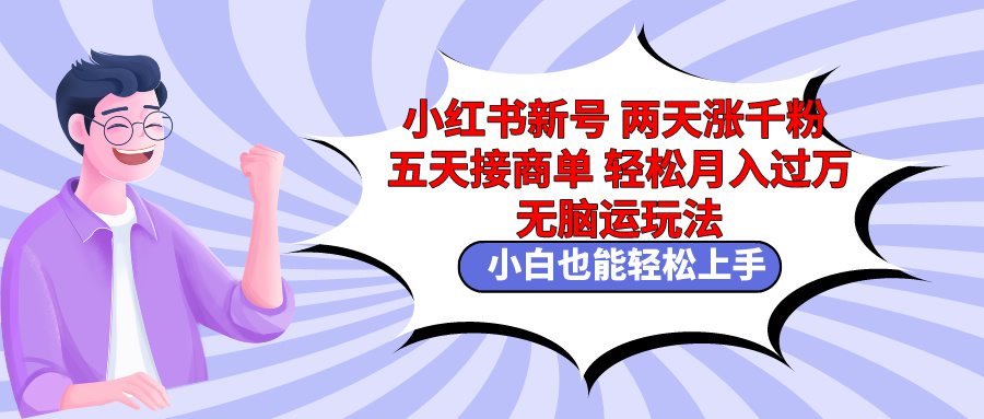 小红书新号两天涨千粉五天接商单轻松月入过万 无脑搬运玩法 小白也能轻…-九源吧网赚学院