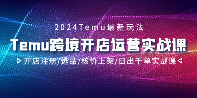 2024Temu跨境开店运营实战教程，开店注册/选品/核价上架/日出千单实战课-九源吧资源站