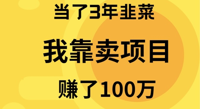 我当了3年韭菜，但是靠卖项目赚了100万-九源吧网赚学院