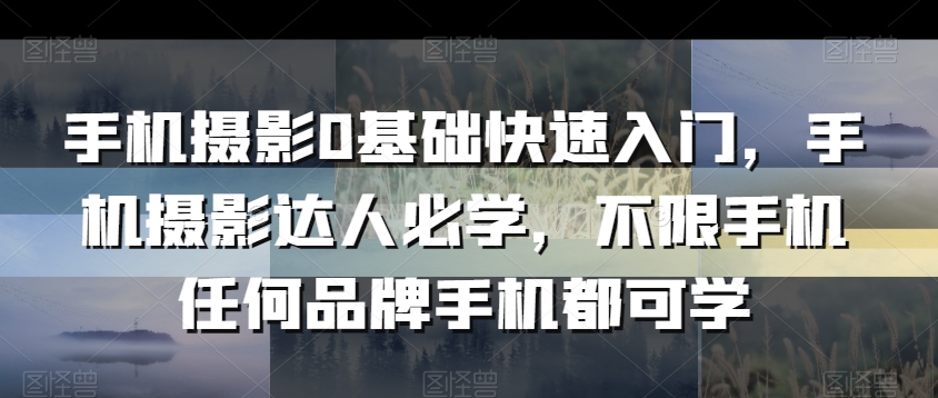 手机摄影0基础快速入门，手机摄影达人必学，不限手机任何品牌手机都可学-九源吧资源站