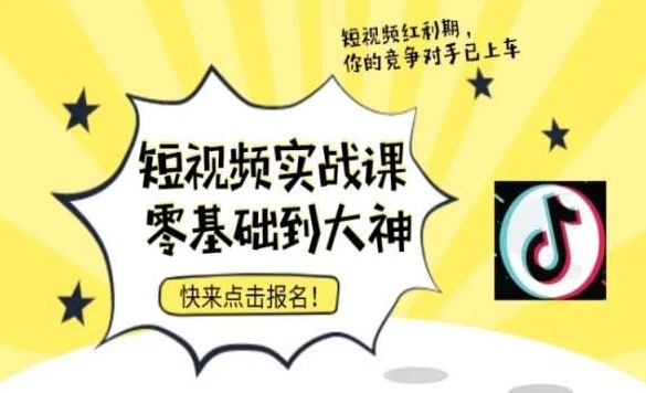 短视频零基础落地实操训练营，短视频实战课零基础到大神-九源吧网赚
