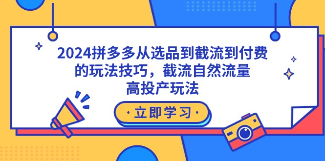 2024拼多多从选品到截流到付费的玩法技巧，截流自然流量玩法，高投产玩法-九源吧网赚