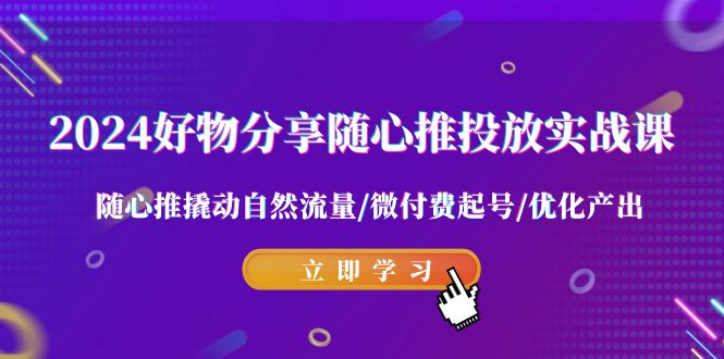2024好物分享-随心推投放实战课 随心推撬动自然流量/微付费起号/优化产出-九源吧网赚