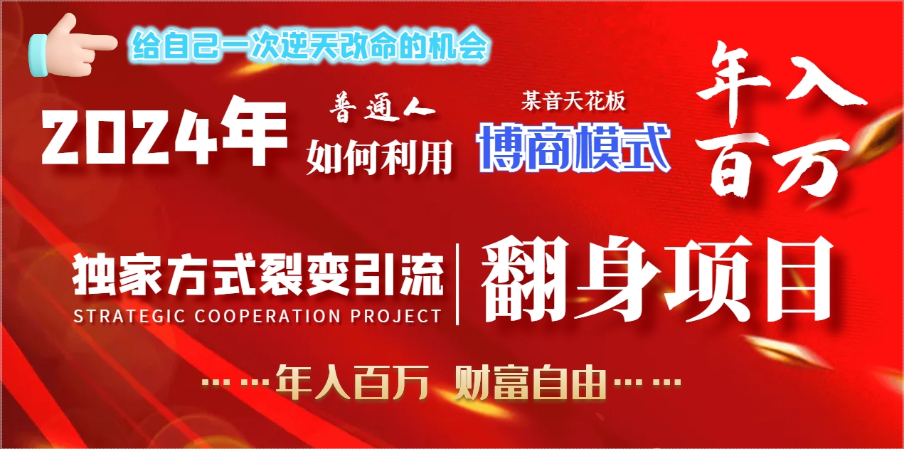2024年普通人如何利用博商模式做翻身项目年入百万，财富自由-九源吧网赚学院