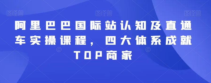 阿里巴巴国际站认知及直通车实操课程，四大体系成就TOP商家-九源吧网赚学院