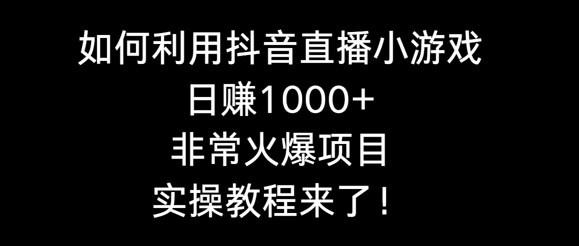 利用抖音直播小游戏日搞1000+，非常火爆项目，实操教程来了！-九源吧网赚