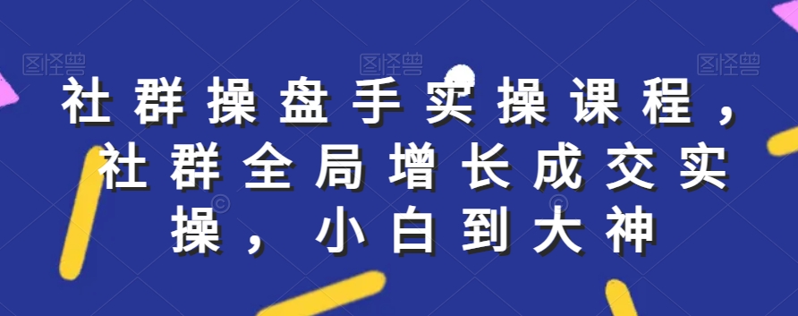 社群全局实操课程，社群增长成交，小白到大神-九源吧网赚学院