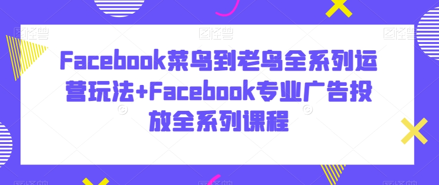 FACEBOOK菜鸟到老鸟全系列运营玩法+FACEBOOK专业广告投放全系列课程-九源吧网赚