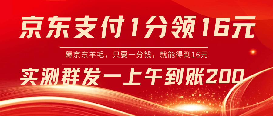 京东支付1分得16元实操到账200-九源吧网赚