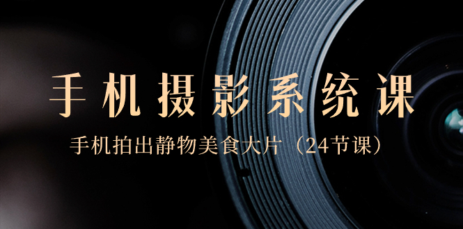 手机摄影系统课程：0基础，用手机拍出静物美食大片-九源吧网赚