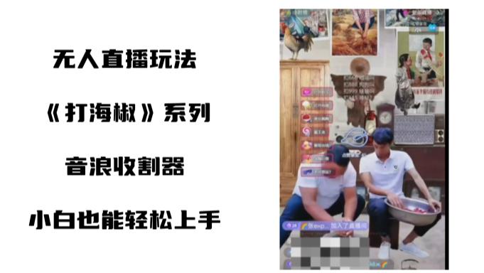 无人直播打海椒整蛊项目，新手轻松上手撸音浪收割器（教程+工具+素材）-九源吧网赚