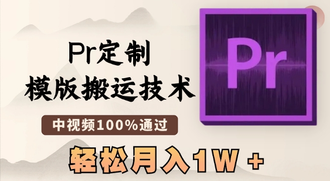 最新PR定制模版搬运技术，中视频100%通过，几分钟一条视频，轻松月入1W＋【揭秘】-九源吧网赚