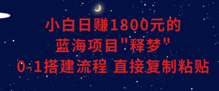 小白能日赚1800元的蓝海项目”释梦”0-1搭建流程可直接复制粘贴长期做【揭秘】-九源吧资源站