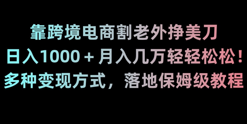 靠跨境电商割老外挣美刀，日入1000＋月入几万轻轻松松！多种变现方式，落地保姆级教程【揭秘】-九源吧网赚学院