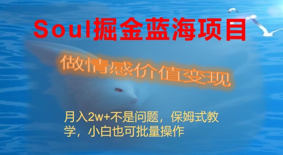 Soul掘金蓝海项目细分赛道，做情感价值变现，月盈利2w+不是问题-九源吧网赚